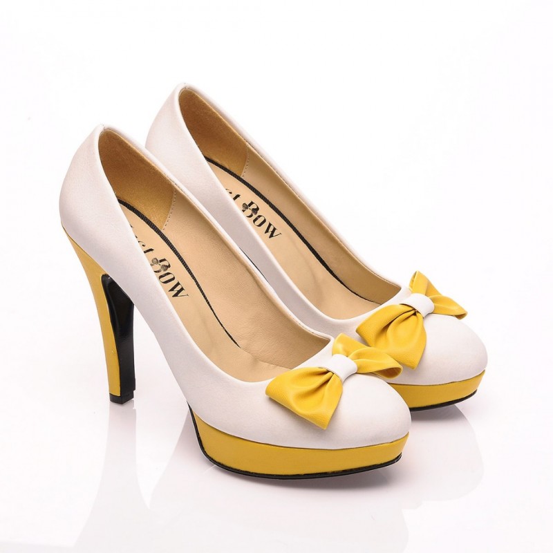 White-Yellow Women Shoes